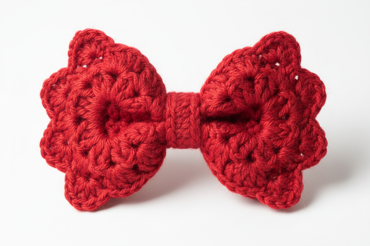 Red crochet bow